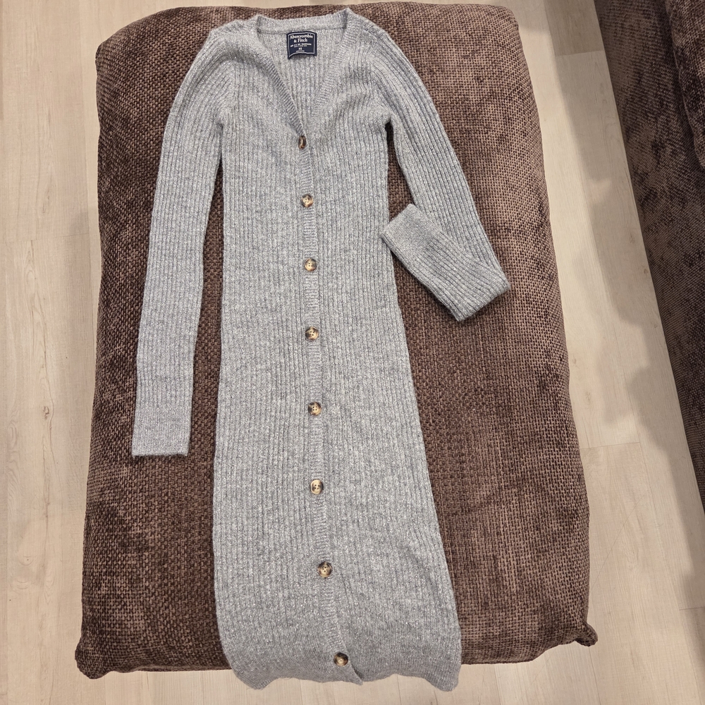 Abercrombie & Fitch Silver-Gray Ribbed Sweater Dress
